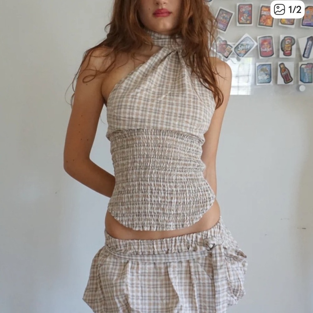Plaid Halter Mini Dress